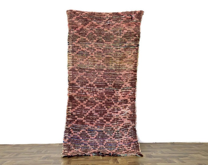 Ethnic Wool Rug Handmade Berber Boho Carpet ,2'6 x6'ft, HandwovenPurple Wool Rug Tribal Berber Carpet