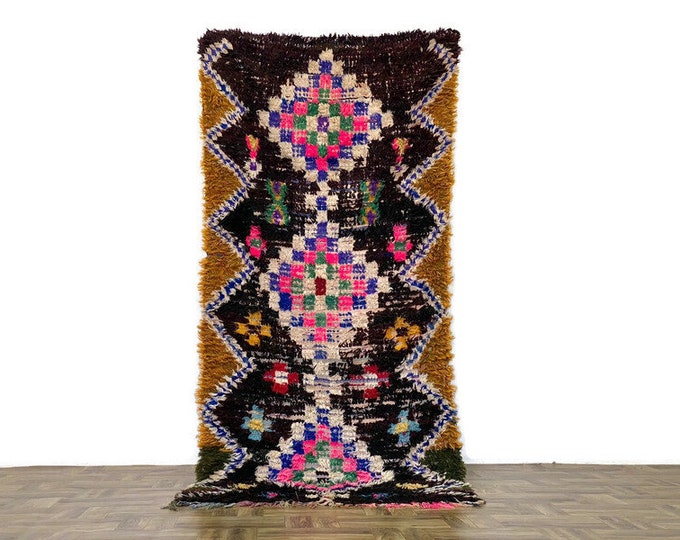 Shaggy Rug  Handmade  Runner  7'9FTx3'5' FT Gorgeous Hallway Berber Carpet  Colorful