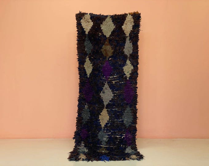 3'x7'5 ft,Moroccan Rag Rug Boucherouite Handmade Colorful Rug Boho Chic Decor Berber Abstract Area Rug