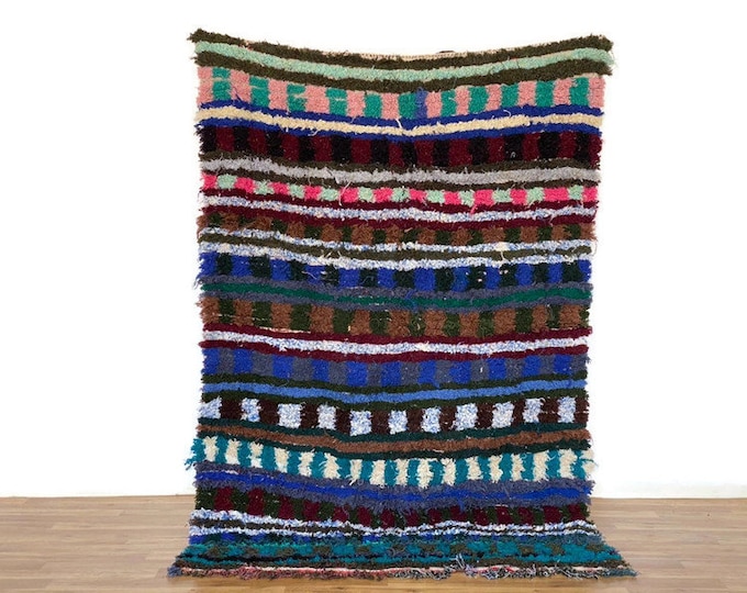 Striped Runner Rug Historican Shag Entruway Handmade Beni Ourain HallwayMatDoor Runner 4'4"x6"ft