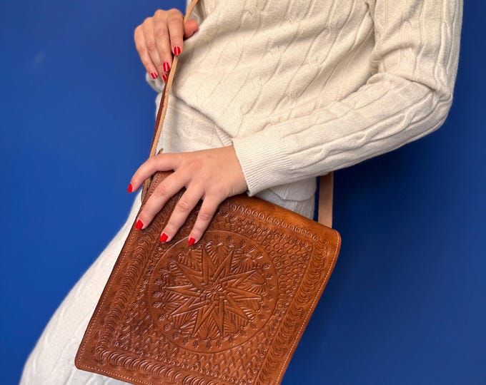 Bohemina Leather Bag,Crossbody Bags for Women Trendy Flap Saddle Purses with Tassel Vegan leather Shoulder bag,Brown Bag,Brown Duffel Bag