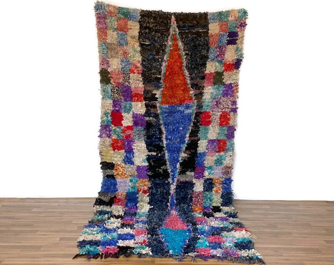 Moroccan Runner Rug,Authentic Tribal Carpet,Vintage Area Rug,Red Rug,Shaggy Oriental Rug,4'x10' ft