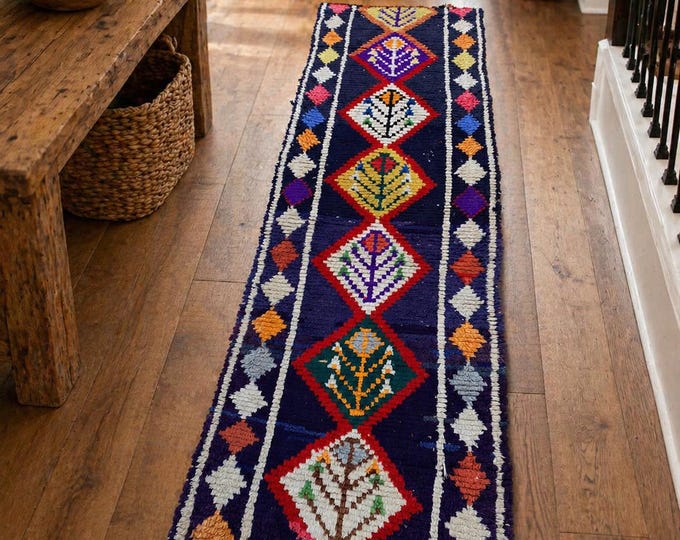 Vintage Moroccan Berber Rug – Colorful Handmade Wool Rug – Tribal Bohemian Carpet 2'6x6' ft