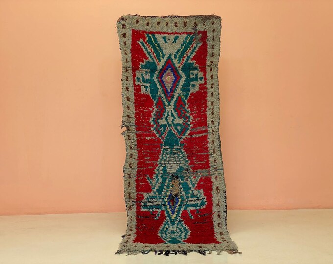 Moroccan Runner Rug Soft Berber Area  Handmade Washable Machine Runner Shaggy Red Entryway 2.6'x9.5' ft