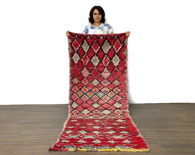 Diamond Pattern Rug Handmade Rug For Living Room (106x32 inch) Berber Runner Hand-Woven Teppiche Area