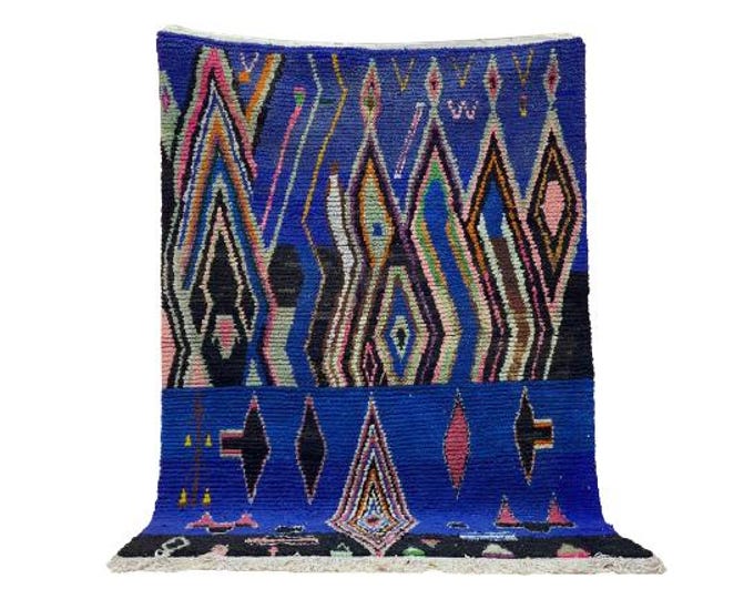 Moroccan Blue Rug,Artisan Grafted Rug,Stylish Floor Decor,Custom Blue  Boujaad Rug,Berber Craftsmanship,Interior Decor Rug