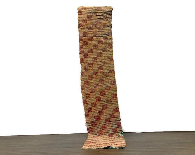 Auhtentic Runner Berber Rug Handmade Carpet Checkboard Runner   (123x21 inch)