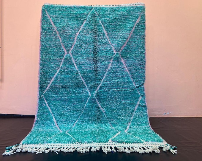 Custom Moroccan Boujad Rug – Handmade Wool Rug Blue, Berber Style Carpet, Made to Order Area Rug from Morocco- Cozy Berber Rug,Blue Rug