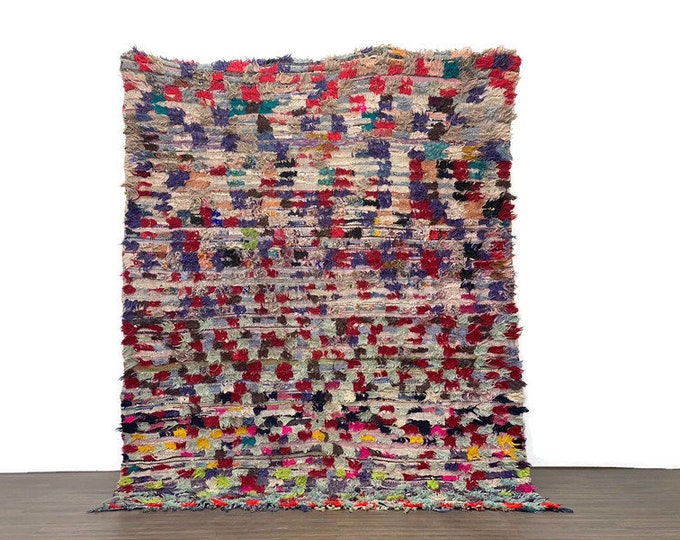 Check Rug Moroccan Rug Berber Runner Handknoted (92x67 inch) Vintage Carpet Checkered  Area