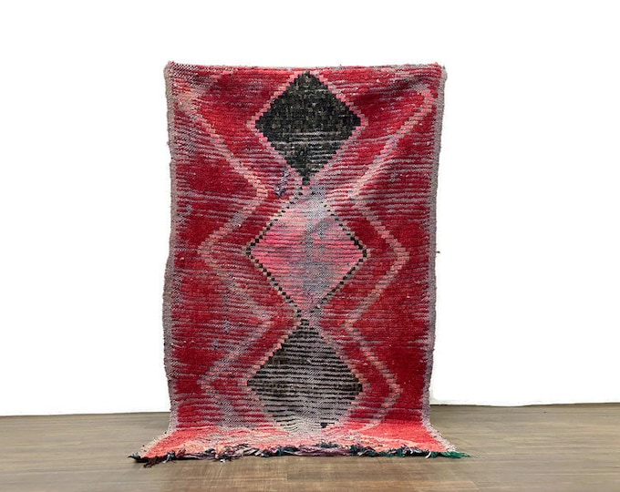Geometric Rug Vintage Carpet Handmade Runner Shaggy Hallway Geometric Design (71x36 inch)