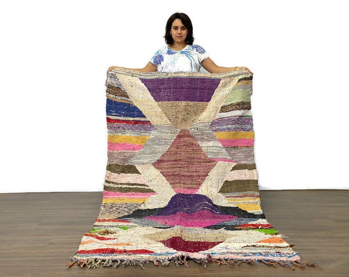 Moroccan Runner Rug, Exclusive Colorful Gemetric Area Rug,Living Room Rug,Hand-knoted Vintage Kilim Rug