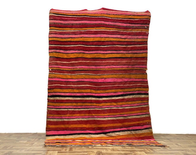 Stripped Rug, Moroccan Blancket Wool,Living Room Rug, Entryway Kilim Rug,Bedroom Runner Rug
