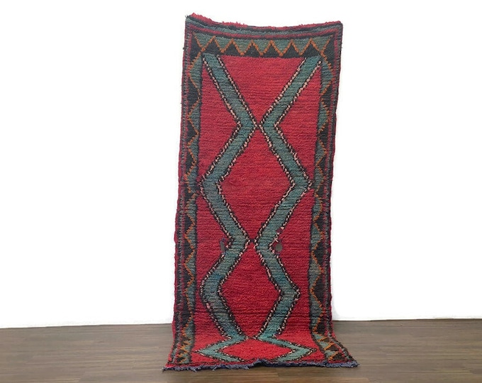 Mid Century Moroccan Rug | Vintage Berber Wool Carpet Bohemian Decor,3x8'6 ft