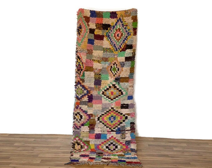 Handwoven Berber Rug,Oriental Moroccan Runner,Beni Ourain Decor,Boho Area Rug, 2'x7' ft