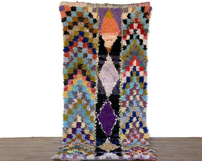Handmade Vintage Moroccan Rug,Authentic Berber Wool Carpet,Boho Tribal Area Rug,Beni Ourain Azilal Home Decor3'6"x8"ft