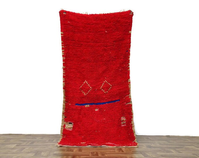 Red Authentic Berber Rug Soft Woll Area Moroccan Runner Rug Dining Room Rug Housewarming Rug Berber Area 3x6.8 ft