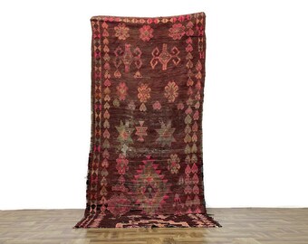 Bohemian Rug  Vintage Runner Handknoted 9'FTx3'5' FT  Teppiche  Hallway Berber Carpet  Colorful