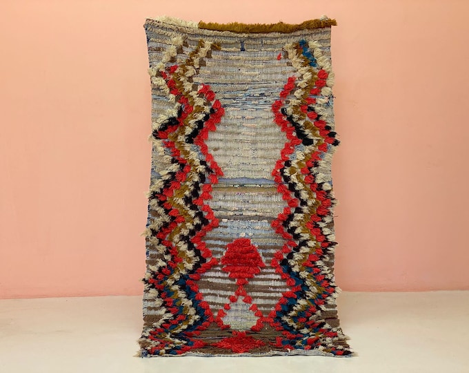 Bohemian ZigZag Runner Rug Nursery Rug Dining Room Runner Shag Entryway Stair Runner  3x6.5 ft