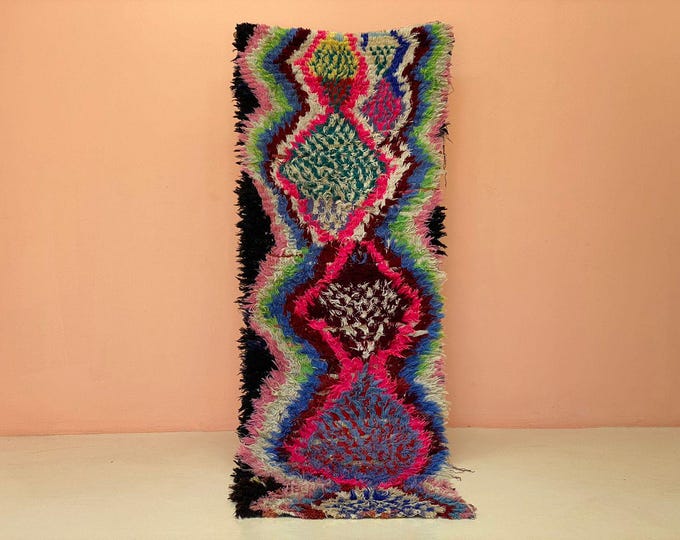 2.7x8 ft Ethnic Berber Runner Rug Farhouse Runner Moroccan Area Rug Purple Entryway