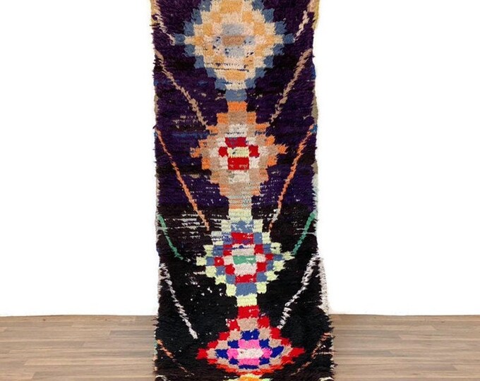 Living Room Rug,Geometric Vintage Runner,Exclusive Wool Rug,Colorful Handmade Area 2x7 ft
