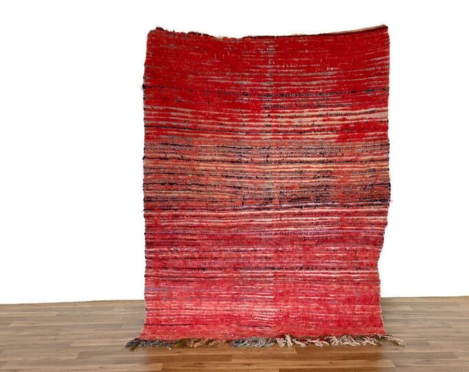 Red Carpet Bohemian Rug  Handmade 5.5'x4' FT Shaggy Runner Moroccan Hallway' Wool
