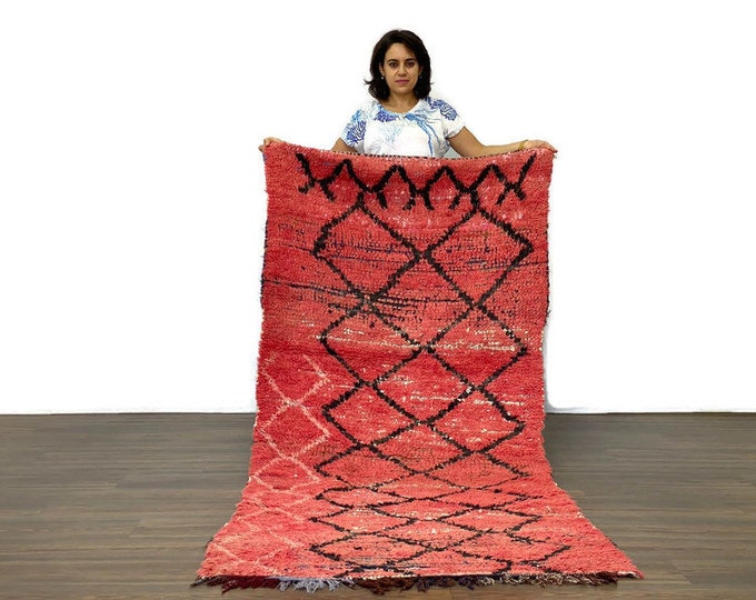 3x8 ft,Authentic Runner Rug,Berber Soft Red Rug,Vintage Handmade Area Rug,Living Room Rug
