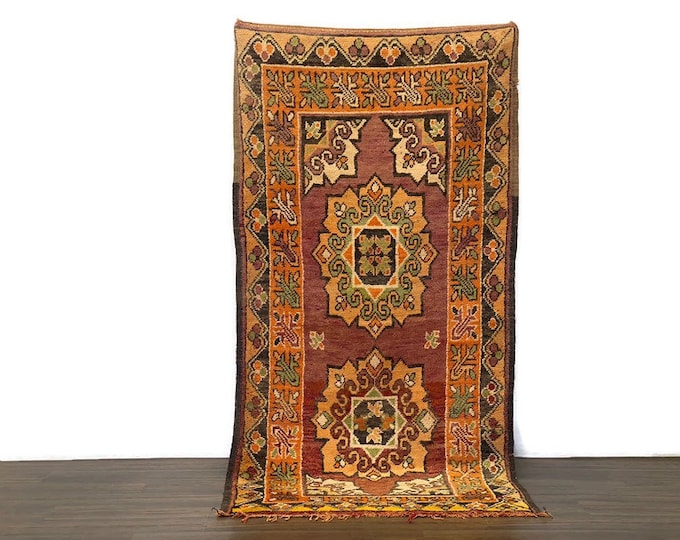 Handmade Moroccan Rug - Wool Berber Carpet - Boho Beni Ourain Style Area Rug - Vintage Tribal Decor - Living Room Floor Rug,4x8 ft