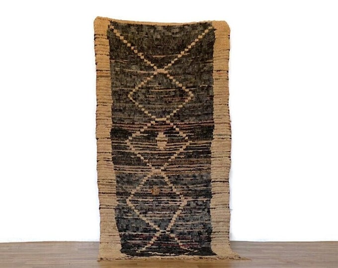 3x6 ft,Moroccan Runner Rug,Traditionnel Berber Rug,Handmade Carpet,Stair Runner,Stair Runner,Black Rug