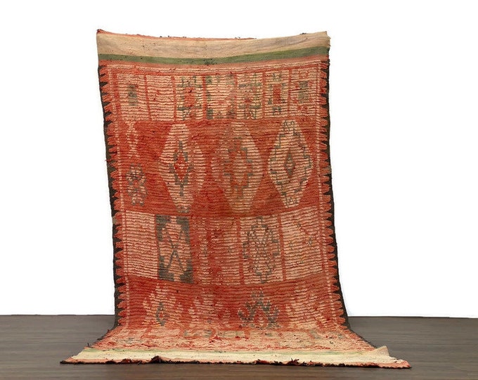 Berber Rug Moroccan  Carpet Handmade Boho Runner Beni Ouarain Cotton Area Colorful  (118x55 inch)