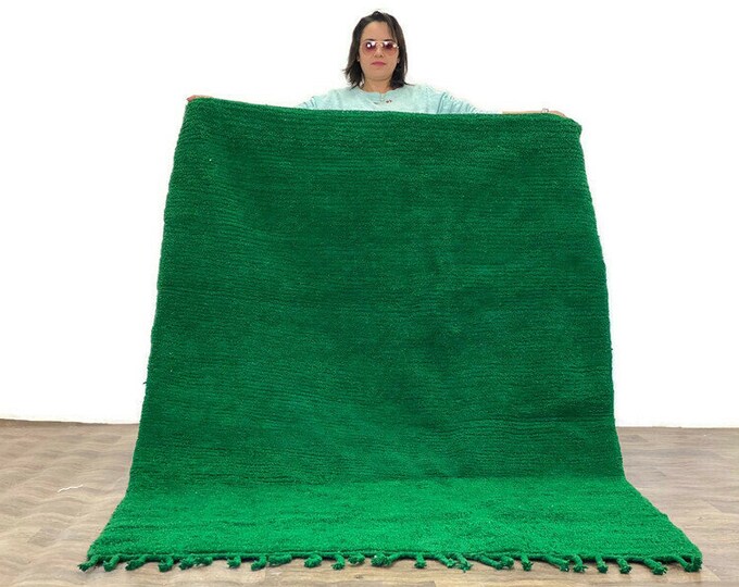 New Green Carpet Stunning Rug Hand-Woven  Beni Ourain  Hallway  Teppich Area " Wool " Green Olive Rug