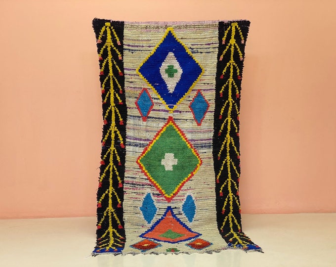 Colorful Handmade Runner Rug Moroccan Vintage Rug Soft Berber Area Washable Hallway 2'x7.4' ft
