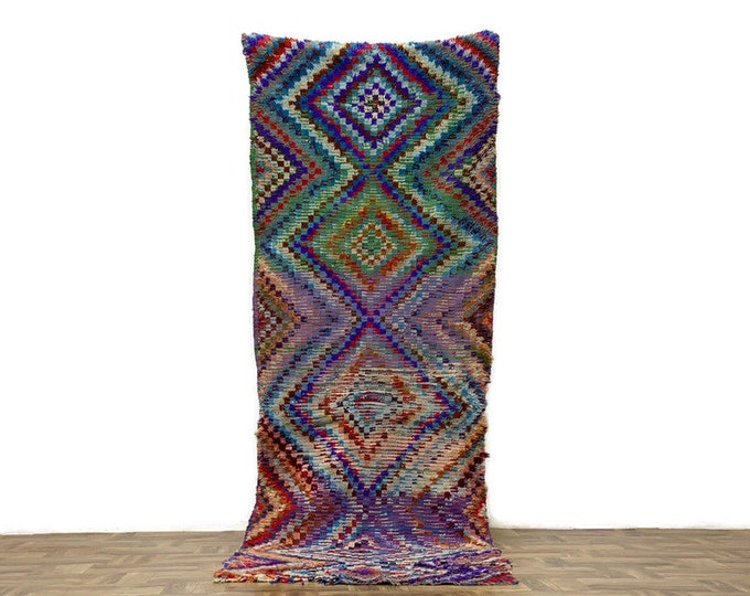 Checkered Rug  Diamond Pattern RunnerMoroccan Carpet Handamde (110x35 inch) Checkeboard Rug Check Hallway