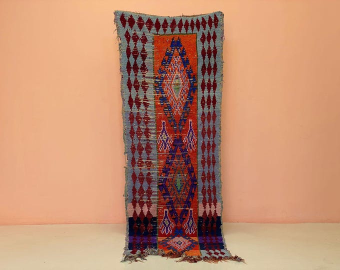 Vintage Berber Moroccan Rug – Handmade Wool Carpet – Tribal Boho Living Room Rug 2'6x8' ft