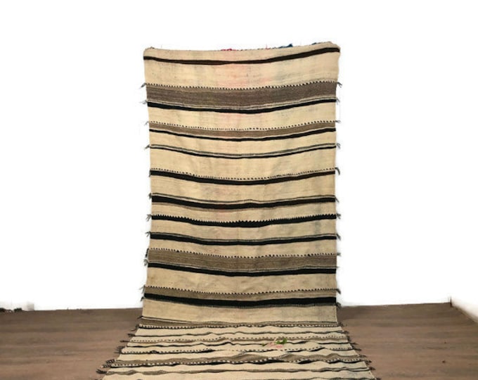 10'X4'Feet  Vintage Blanket Berbere 100% Wool Sofa Kilim Rug Vintage Carpet Handwoven Carpet 304X127 cm