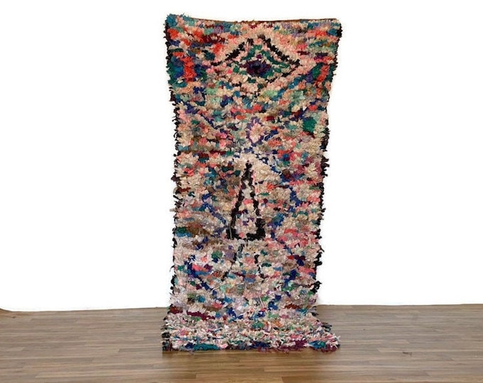 Vintage Moroccan Rug 2'8x8'5 ft, Handmade Wool Berber Carpet, Boho Area Rug, Beni Ourain Style, Bohemian Home Decor, Neutral Moroccan Rug