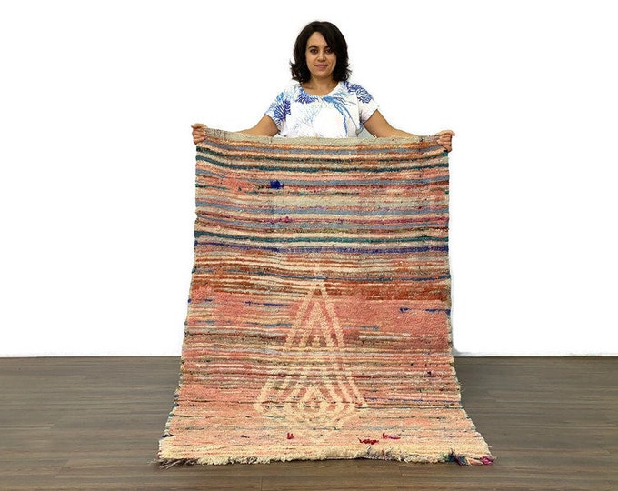 Mid Century Moroccan Rug ,Vintage Berber Wool Carpet Bohemian Decor 3'5x6' ft