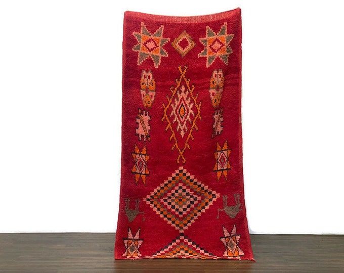 Moroccan Red Rug,Handmade Wool Rug,Berber Rug,Stair Runner,Cosy Hallway,Farmhouse rug,3x6 ft