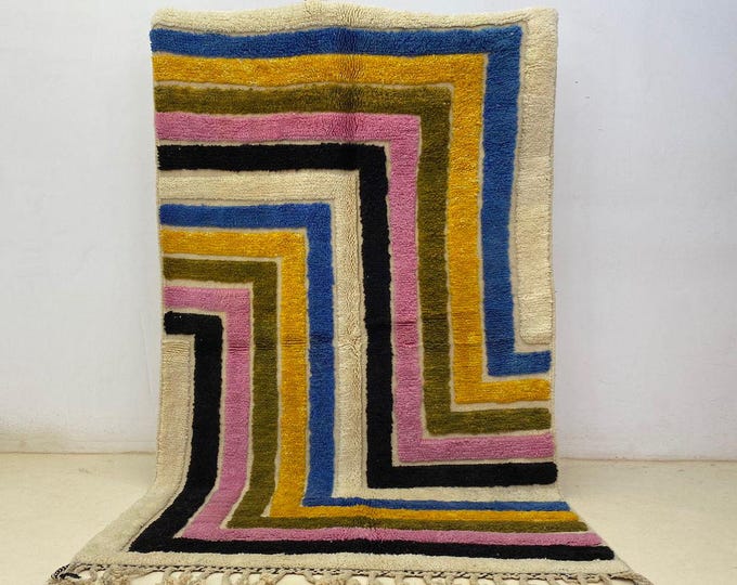 Striped Colorful  Boujaad Rug ,STlish Woolen Rug,Stair Runner ,Farmhouse Rug Beni Ourain Area Berber Entryway