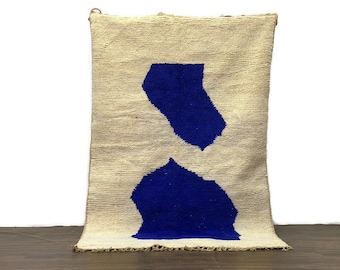 Moroccan rug blue, Berber rug, Custom Moroccan rug, Beni Ourain rug,Unique Home Decor,Modern Handwoven Rug,Shaggy Runner