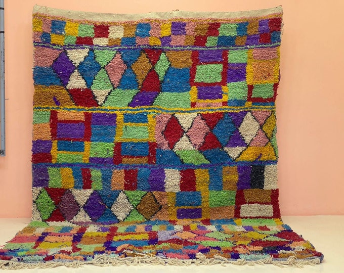 Check Moroccan Runner Rug,Customized Boujaad Area Rug,Soft Stair Runner