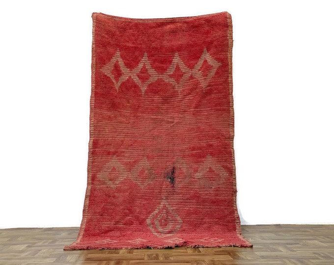 8'3'FTX3'8''FT Vintage Carpet  Handmade Shaggy Rug Tribal Berber Hallway 100% Wool Red Color