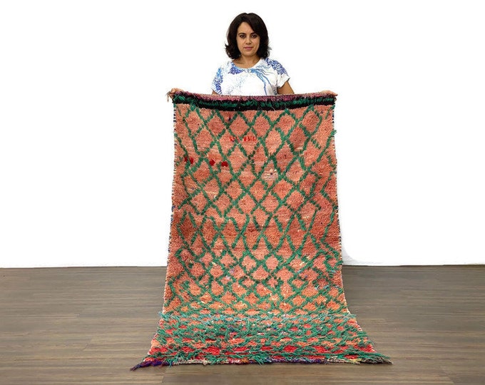 Diamond Pattern Rug ,Lounge Moroccan Rug,Handmade Area Rug,Living Room Rug ,Green Modern Rug,Red Carpet