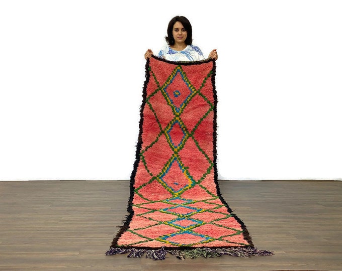 Diamond Pattern Rug, Moroccan Boho Runner,Nursery Tribal Area Rug, Living Room Rug,2x9 ft