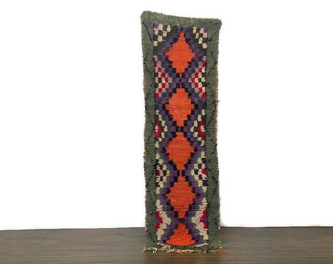 2'x6.7' ft,Moroccan Runner Rug,Handmade Beni Ourain Rug, Washable Machine Rug Stair Runner Vintage Hallway