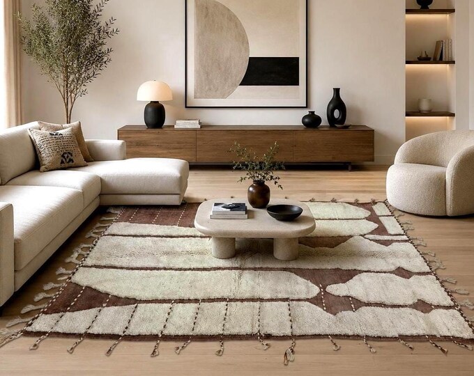 Custom Berber Moroccan Rug Handmade Boho Wool Carpet for Living Room