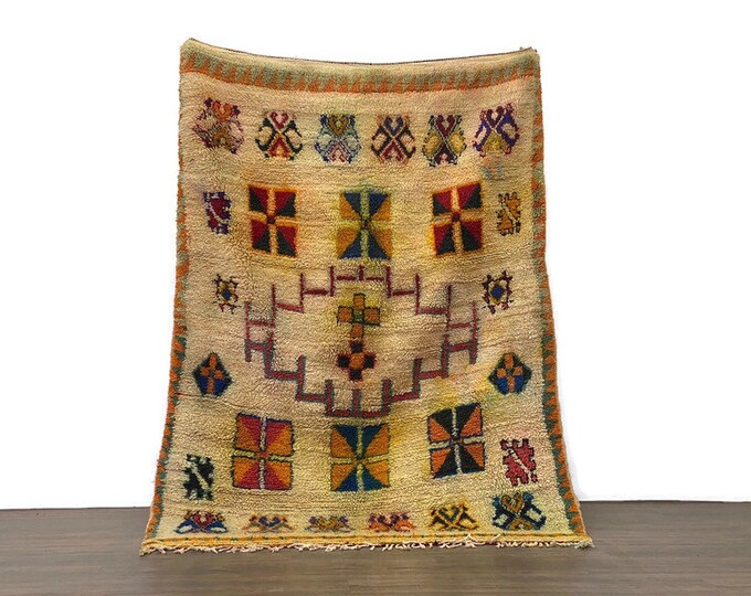 Gorgeous Rug Moroccan Carpet Handmade Bohemian Runner  (84x50 cm)  Wool Colorful