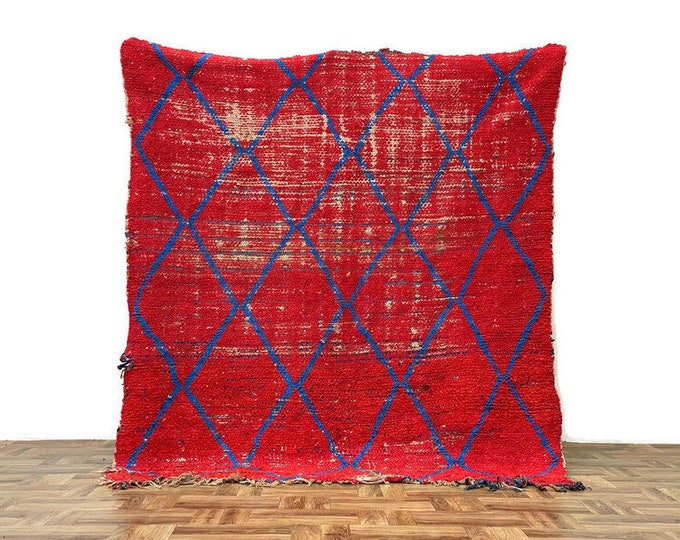 Exclusive Moroccan Rug, Bedroom Red Rug,Living Room Rug,Diamond Pattern Rug Handmade
