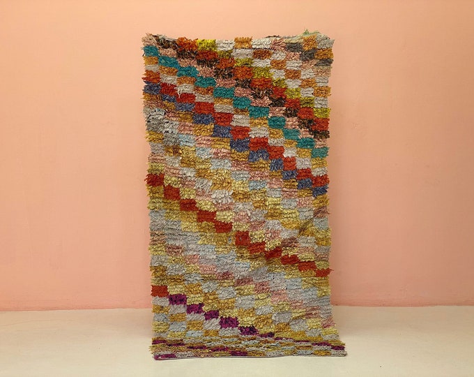 Boho Checkered  Runner Rug Traditionnel  DoorMat Indoor Kitchen Rug 3x6 ft
