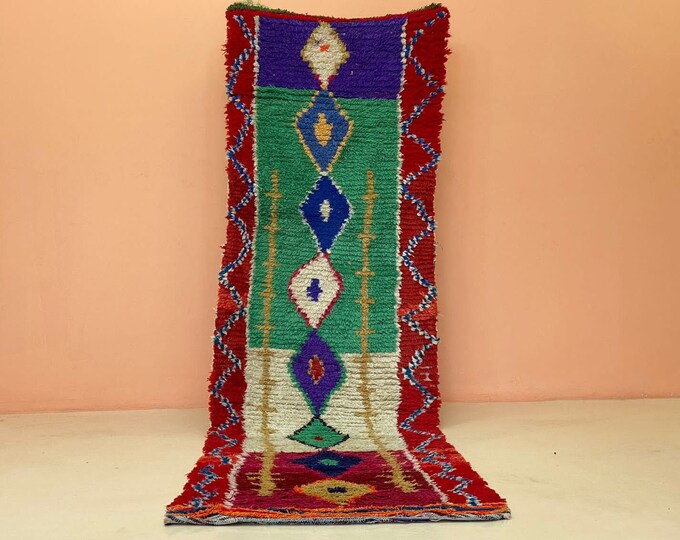 3x11 ft Long Modern Table Runner Stair FarmHouse  Handmade Bujaad Rug Washable Machine Runner Vintage Hallway
