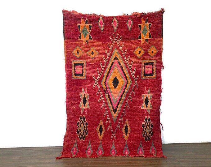 Vintage Rug Moroccan Runner Rug Handmade Area  Living Room Rug Soft Wool Entryway Shaggy Runner 4x4 ft